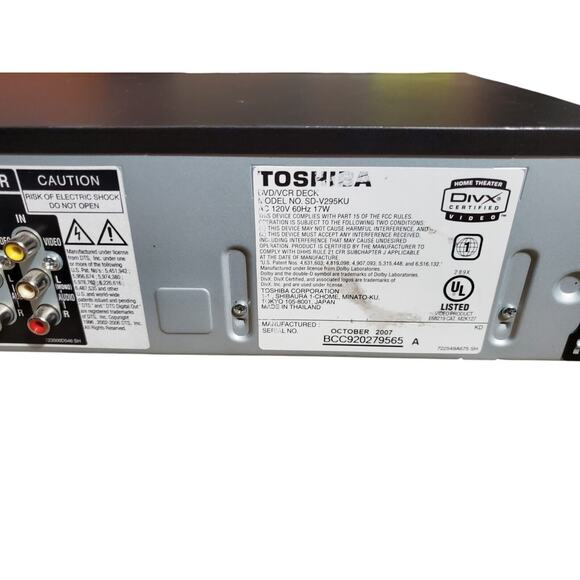 Toshiba SD-V295KU DVD/VCR Player Combo With Remote Tested Works Great - Picture 5 of 5